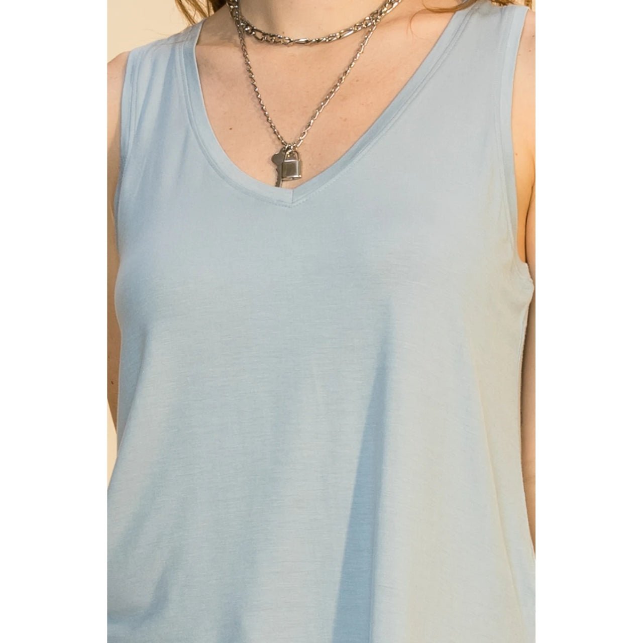 V-Neck Curved Hem Tank - The Graphic Tee