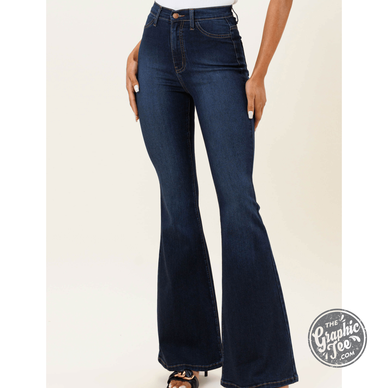 Victoria Vibrant MIU High Waisted Dark Flare Jeans - The Graphic Tee