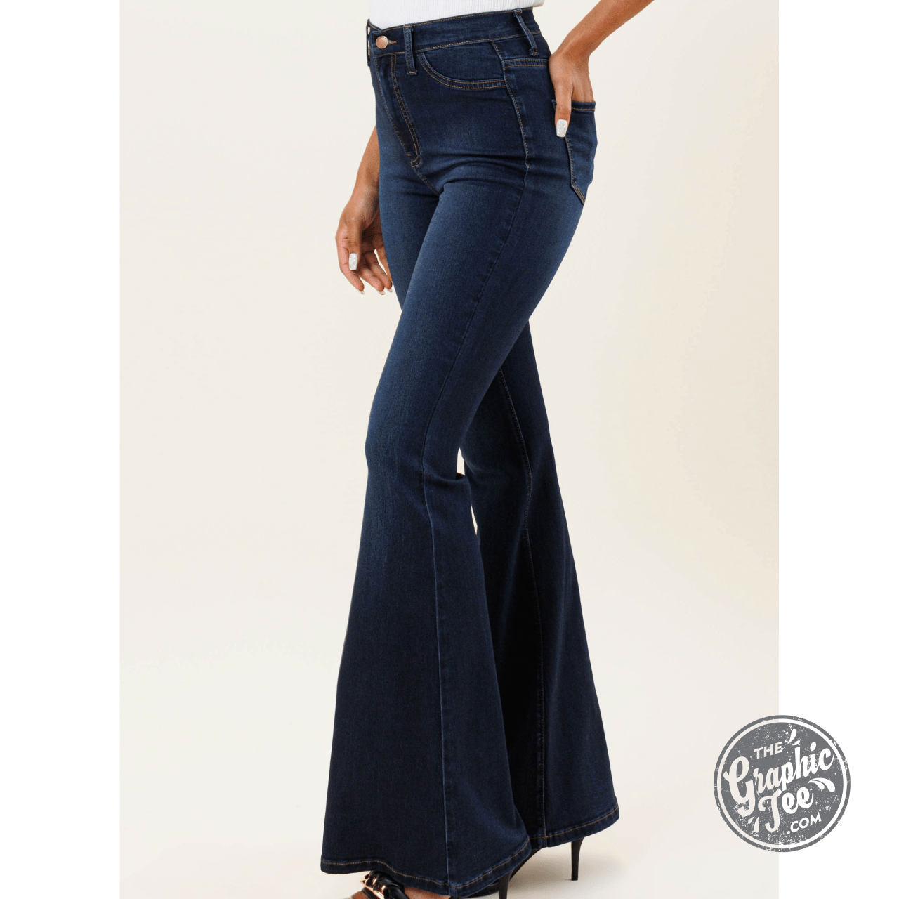 Victoria Vibrant MIU High Waisted Dark Flare Jeans - The Graphic Tee