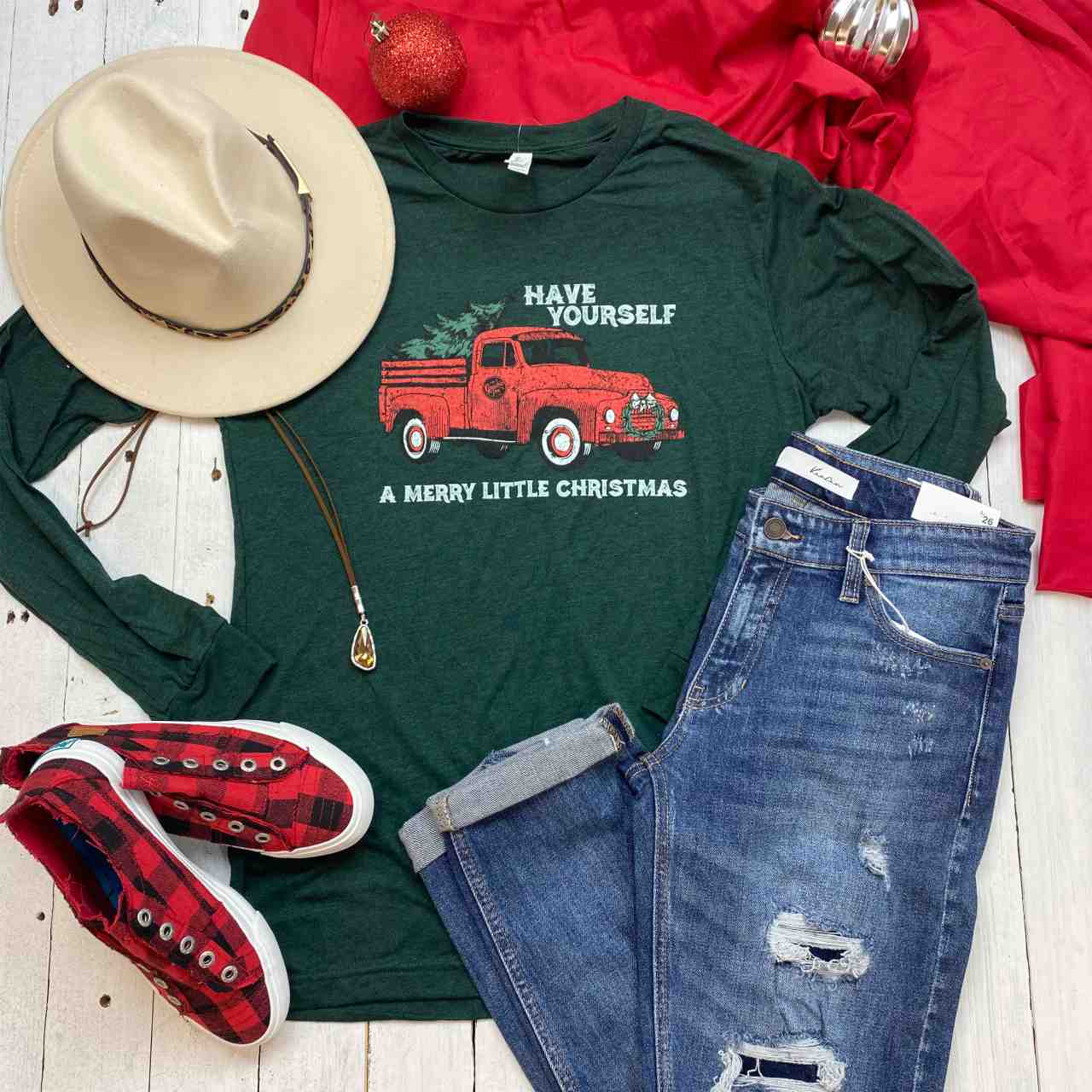 Vintage Christmas Truck Long Sleeve Tee - The Graphic Tee