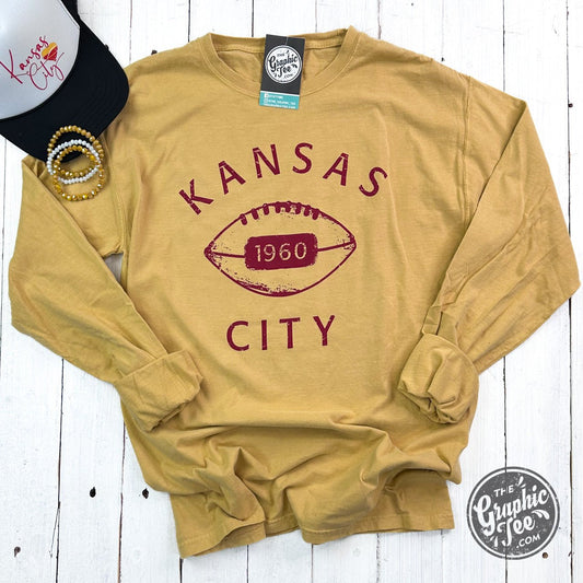 Vintage KC Football Comfort Wash Artisan Gold Long Sleeve - The Graphic Tee