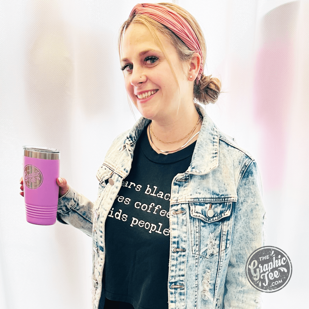 Wears black. Loves coffee. Avoids People. Black Short Sleeve Crop Top Tee - The Graphic Tee