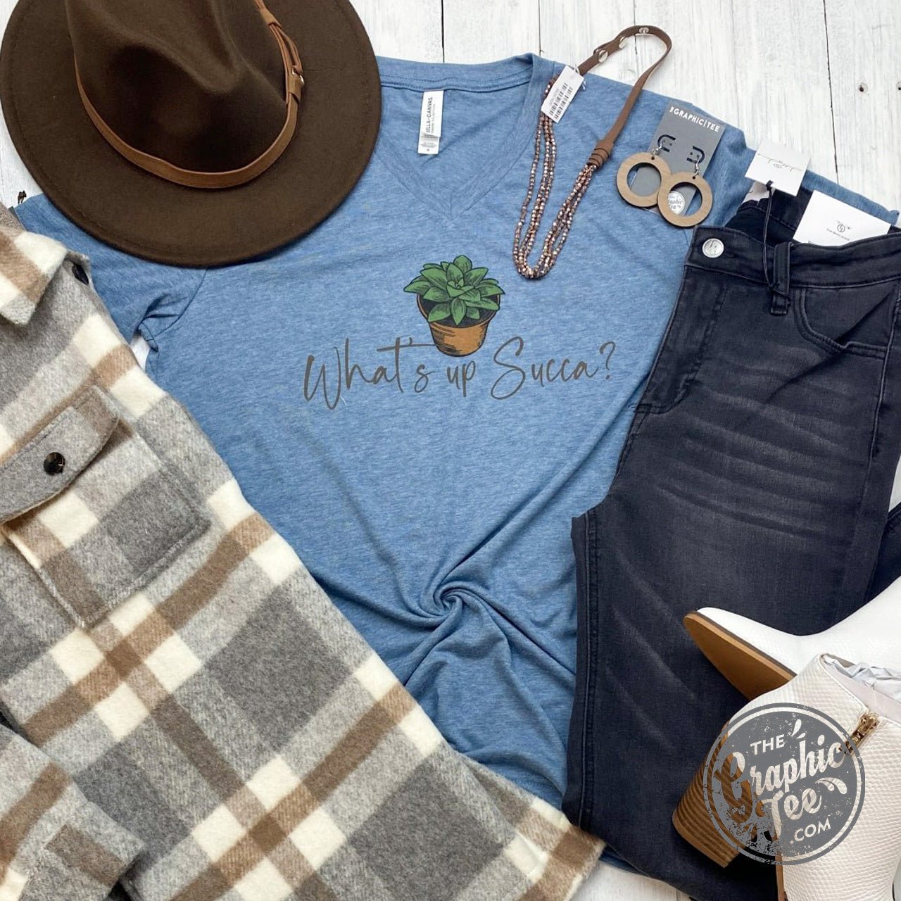 What's Up Succa? V Neck Tee - The Graphic Tee
