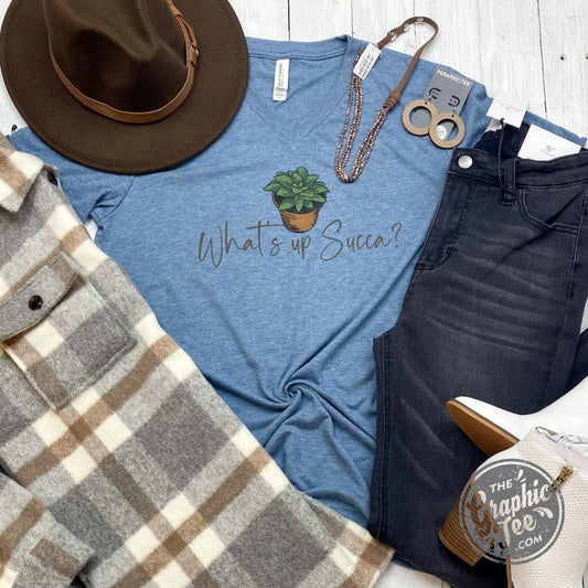 What's Up Succa? V Neck Tee - The Graphic Tee