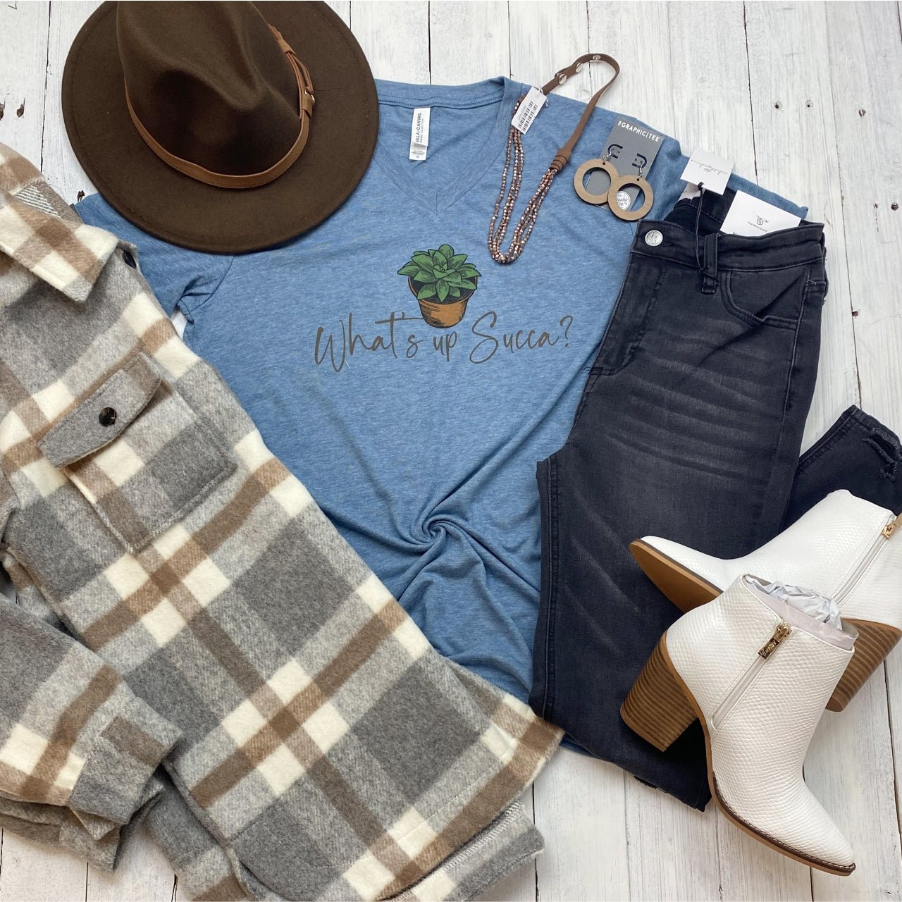 What's Up Succa? V Neck Tee - The Graphic Tee