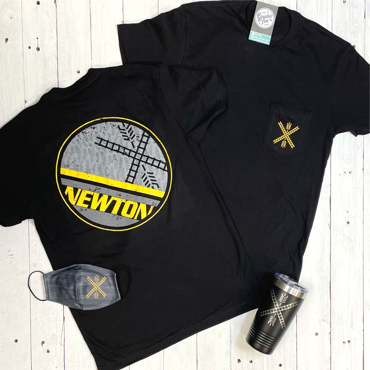 Wheat Newton Flag - Pocket Tee - The Graphic Tee