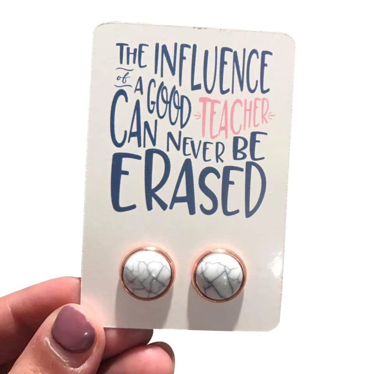 White Marble Stud Earrings - The Graphic Tee