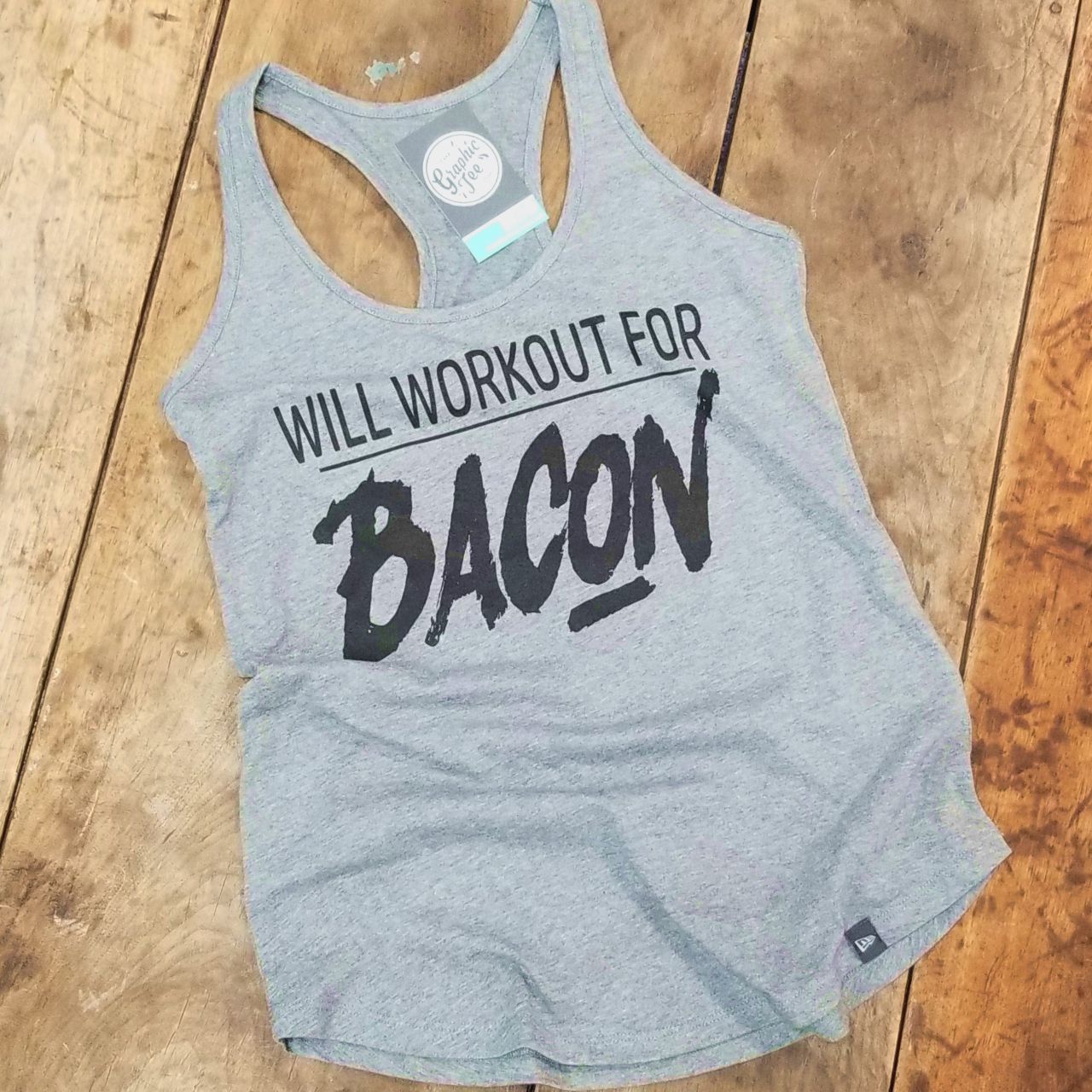 Will Workout for Bacon - Ladies Racerback Tank - The Graphic Tee