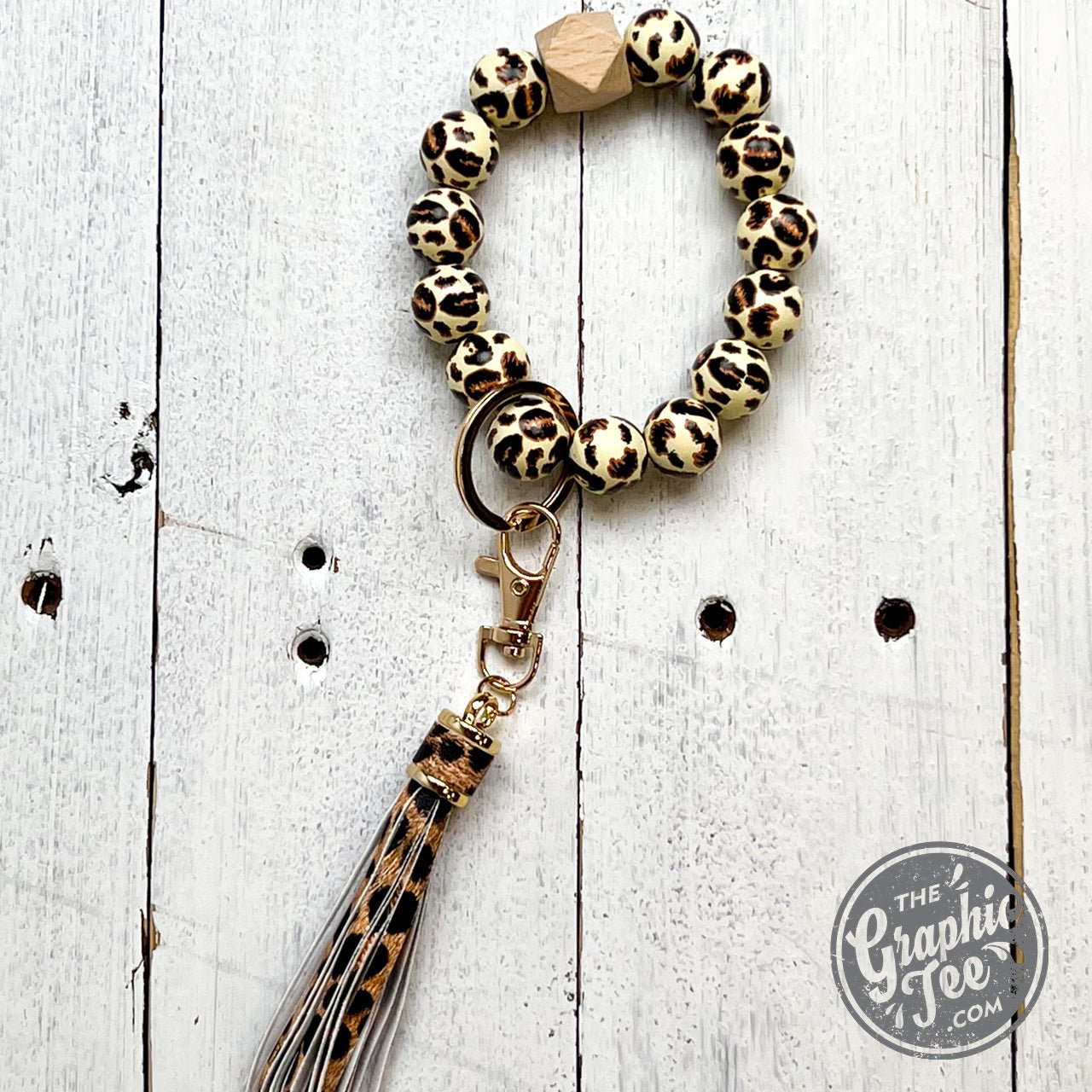 Wood Beaded Wristlet Keychain - The Graphic Tee