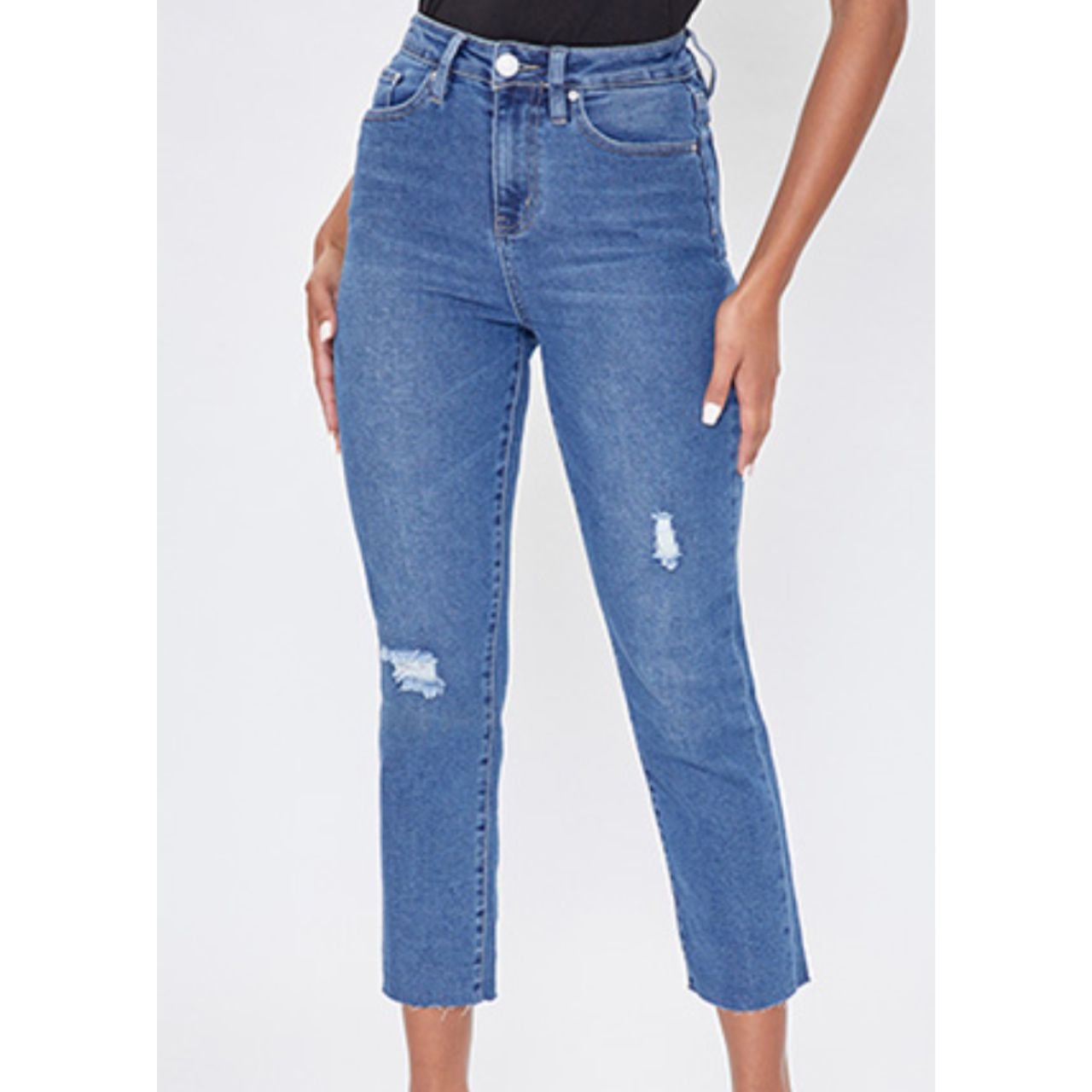 YMI Cropped Straight Leg Denim with Raw Hem - The Graphic Tee