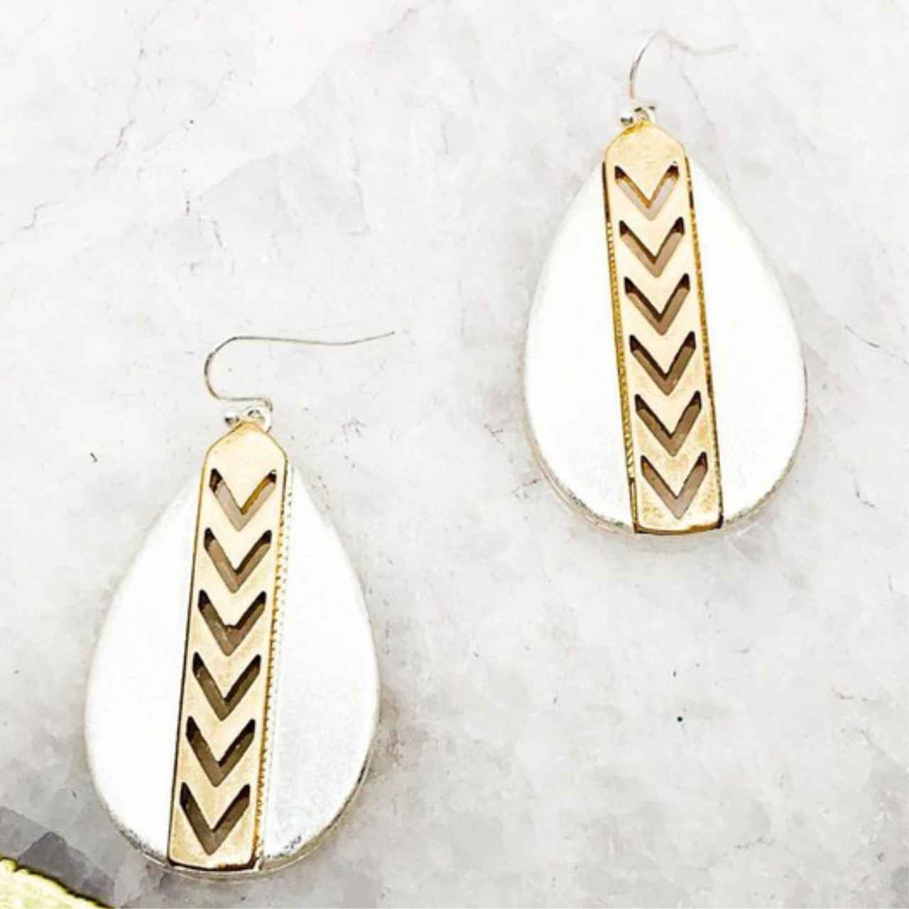 Zara Chevron Teardrop Earrings - The Graphic Tee