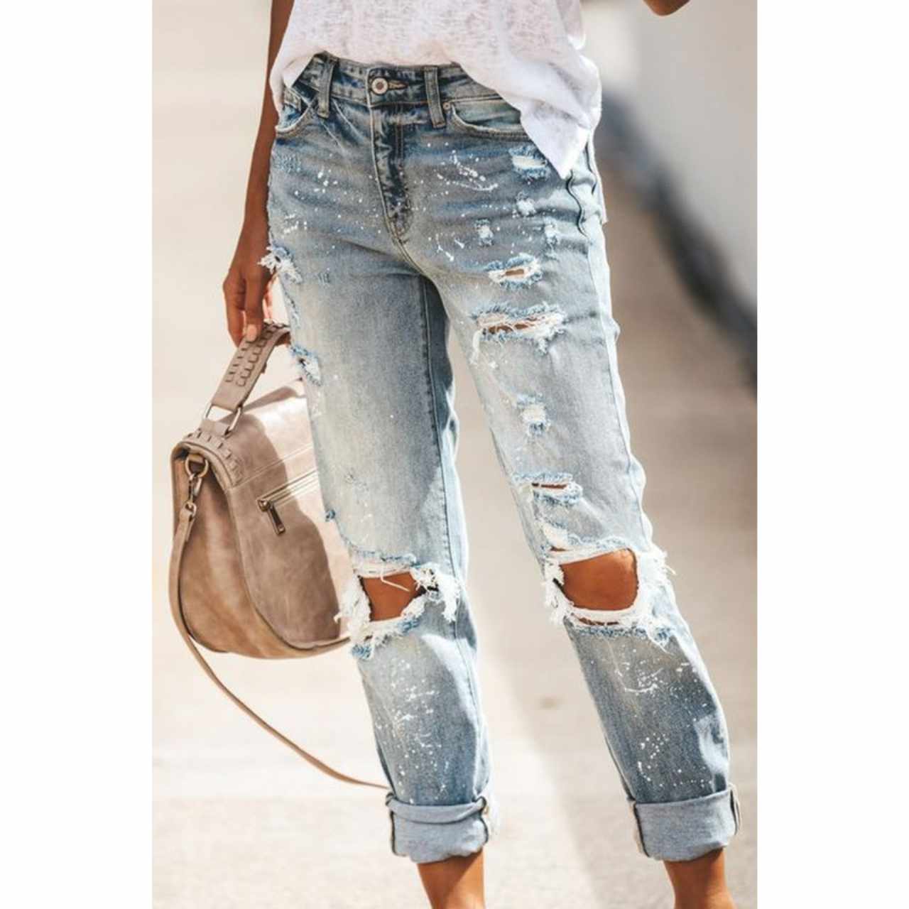Zoe Distressed Jeans - The Graphic Tee