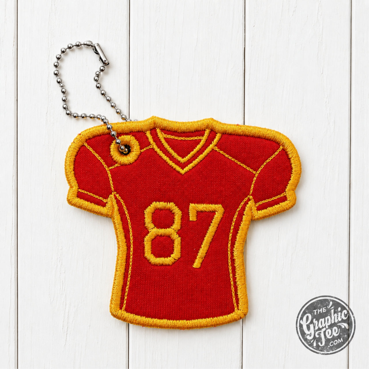 #87 Red and Gold Football Jersey Bag Tag