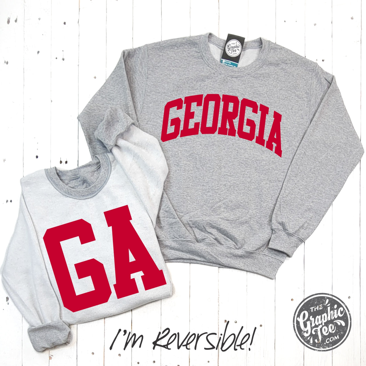 Georgia Reversible Sport Grey Crewneck Sweatshirt