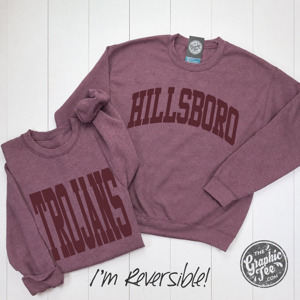 Hillsboro Trojans Heather Maroon Reversible Sweatshirt