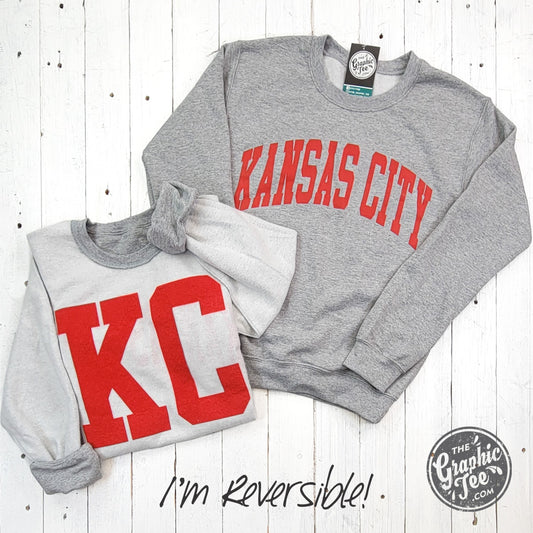 Kansas City Reversible Sport Grey Crewneck Sweatshirt