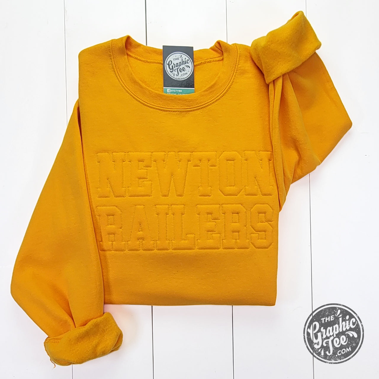 Newton Railers Gold Tonal 3D Embroidered Crewneck Sweatshirt
