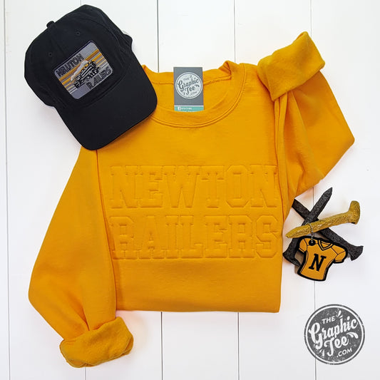 Newton Railers Gold Tonal 3D Embroidered Crewneck Sweatshirt