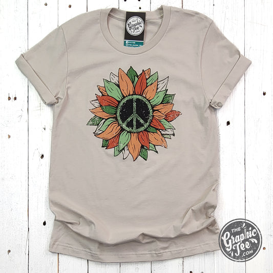 Peace Sunflower Short Sleeve Tee