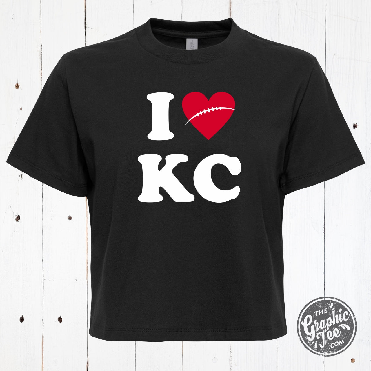 Y2K I Heart KC Football Ladies Waist Length Tee