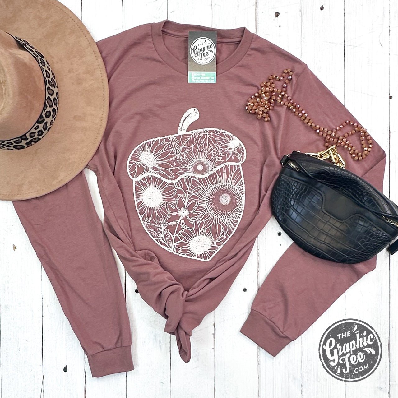 Acorn Chestnut Brown Long Sleeve Tee - The Graphic Tee