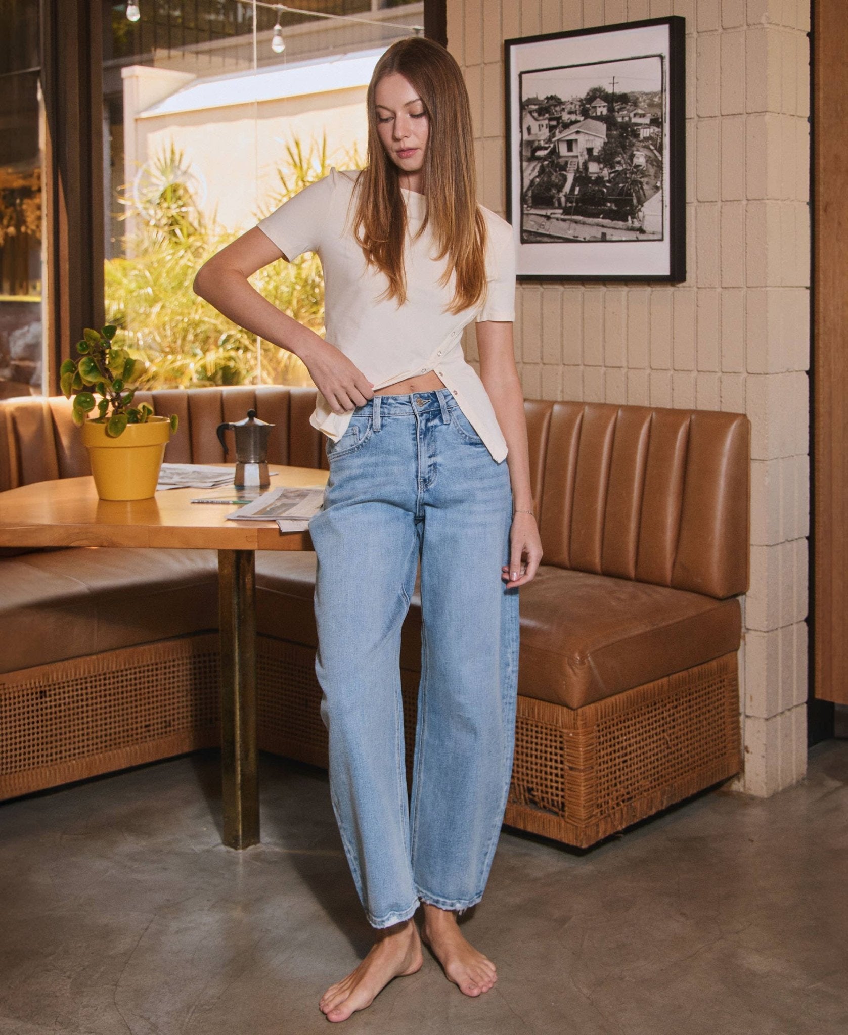 Aleyna Vervet High Rise Barrel Leg Jeans - The Graphic Tee