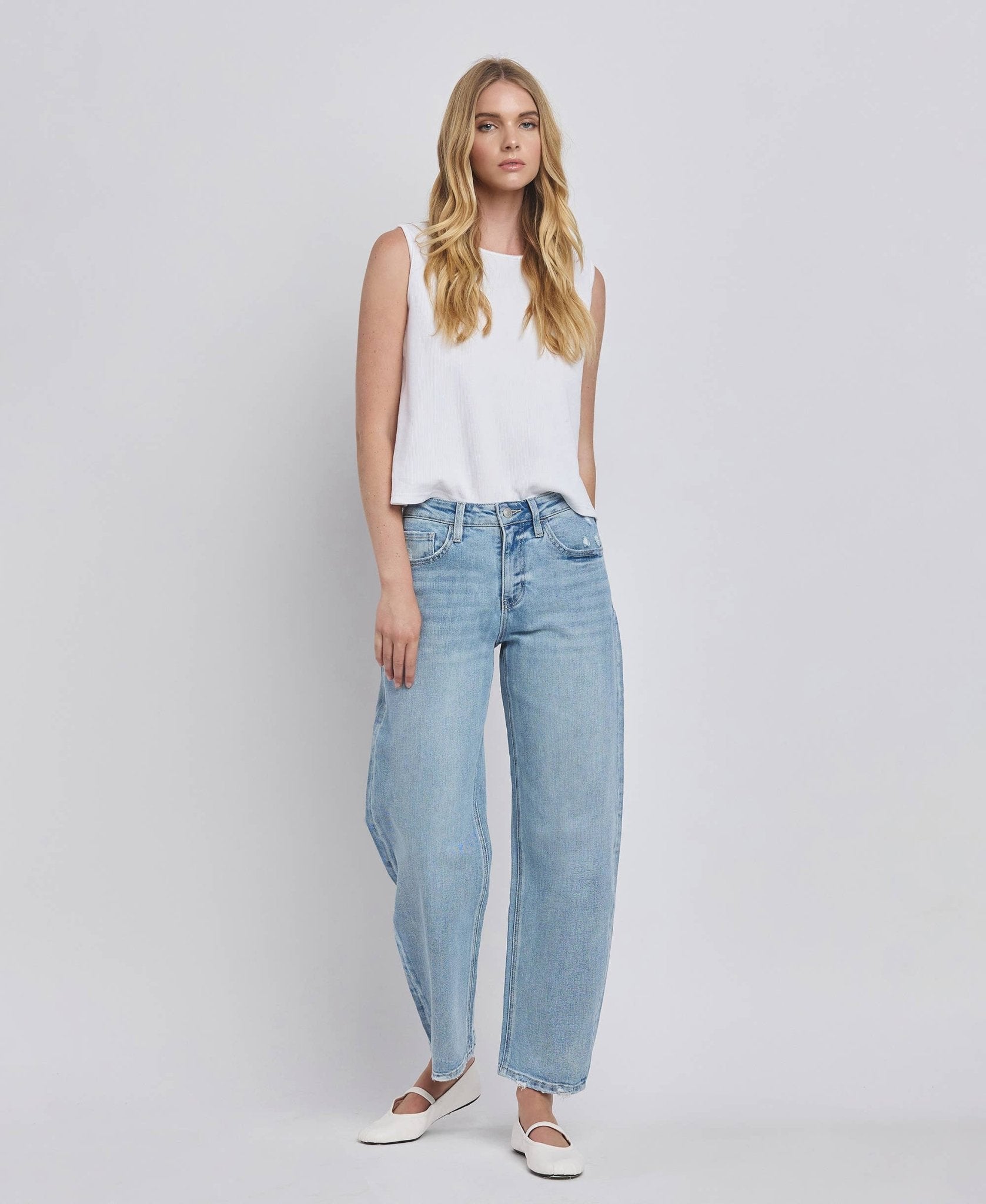 Aleyna Vervet High Rise Barrel Leg Jeans - The Graphic Tee