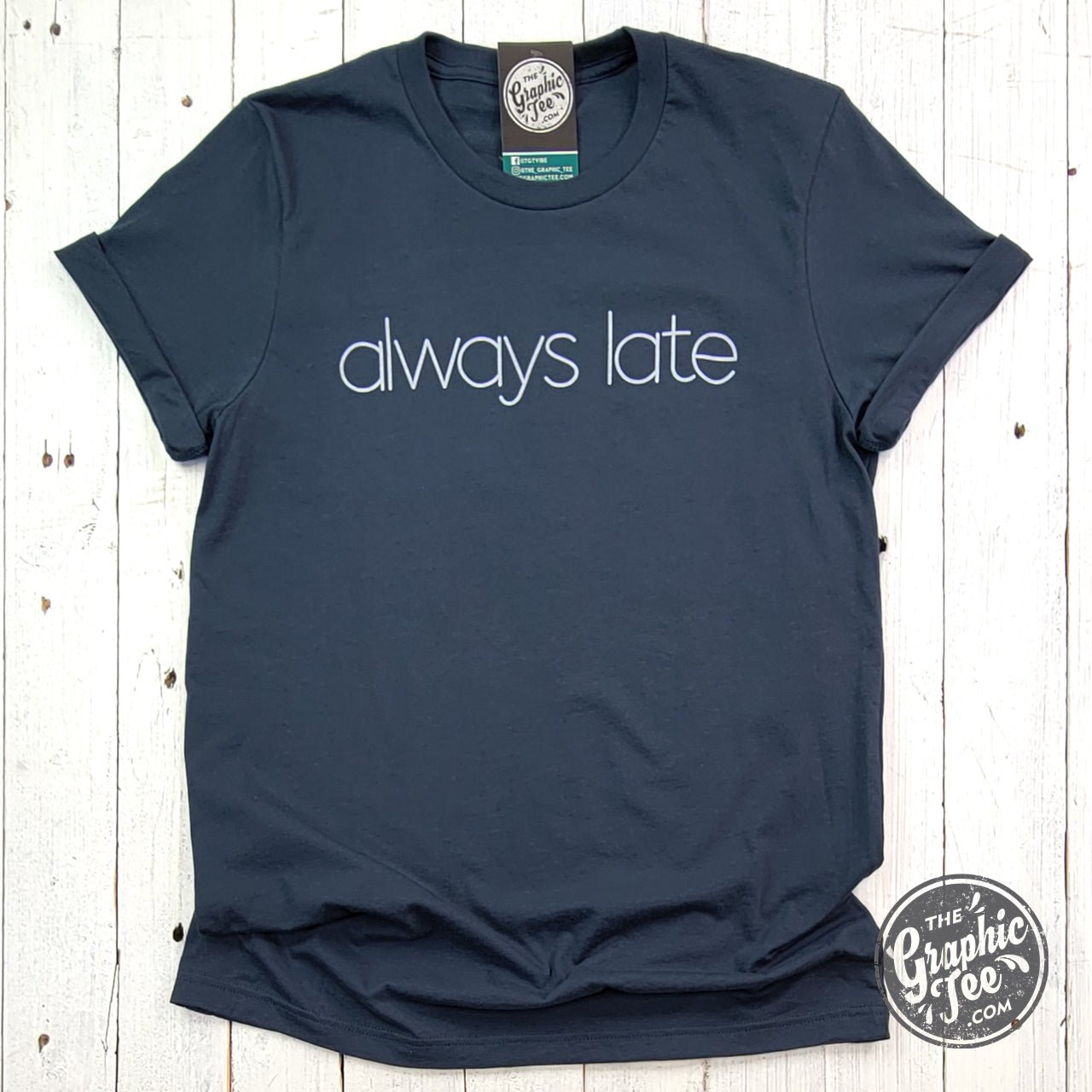 Always Late Vintage Navy Short Sleeve Tee - The Graphic Tee