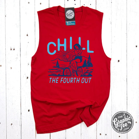 Chill The Fourth Out Red Muscle Tank - The Graphic Tee