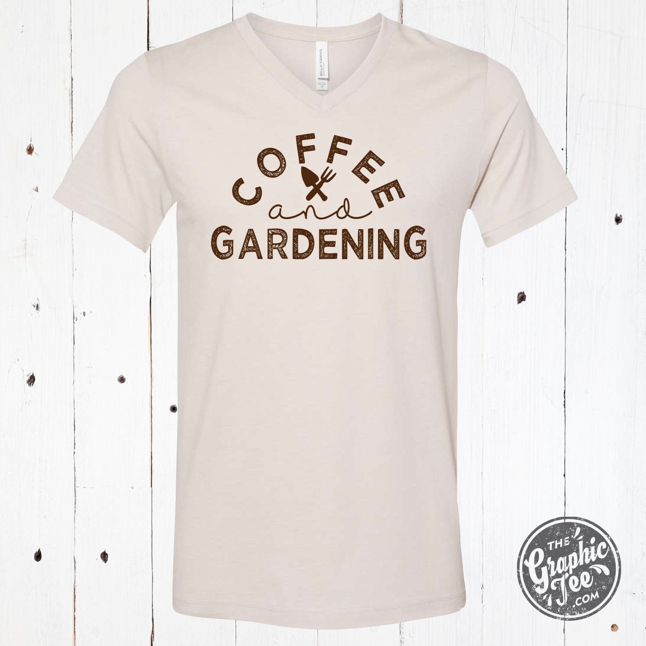 Coffee and Gardening Short Sleeve V - Neck Tee - The Graphic Tee