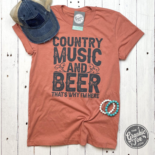 Country Music and Beer Short Sleeve Tee - The Graphic Tee