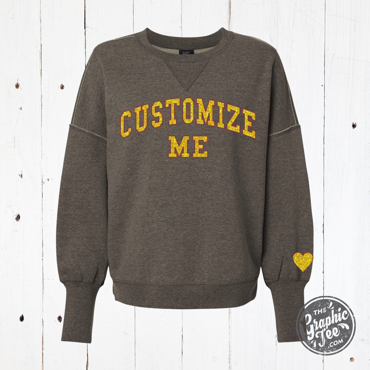 *Custom* Glitter Applique and Embroidered Ladies Sueded Fleece Sweatshirt - The Graphic Tee