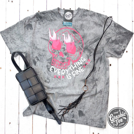 Everything is Fine Skull Pigment Dyed Colorblast Tee - The Graphic Tee