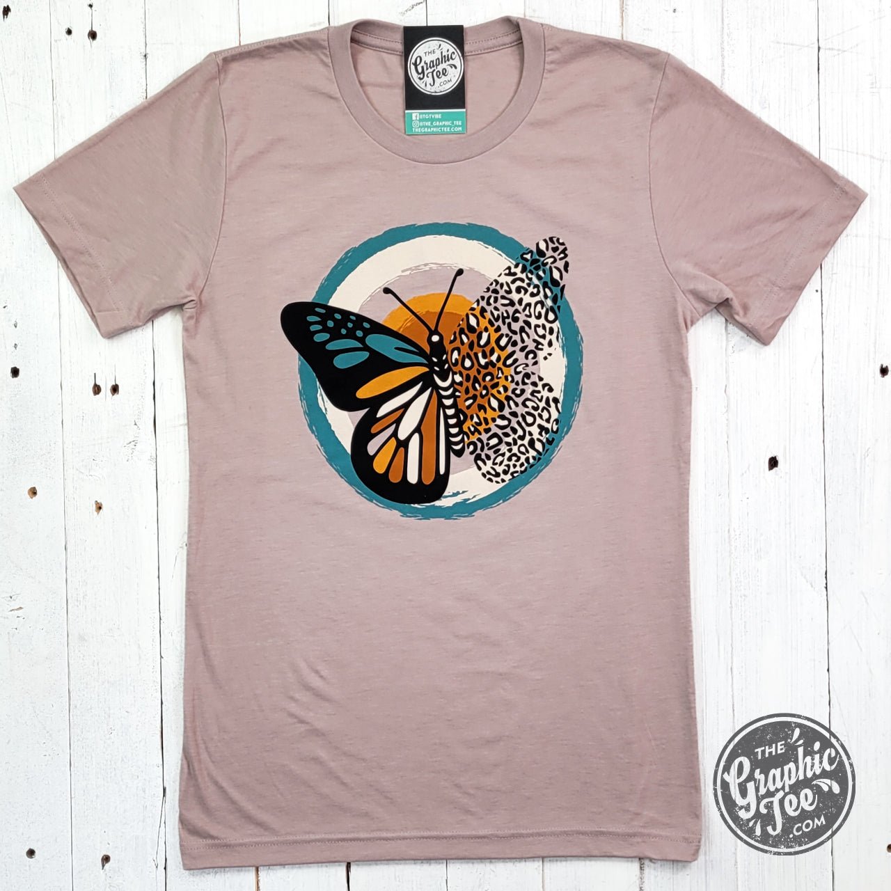 Fall Butterfly Heather Pink Gravel Short Sleeve Tee - The Graphic Tee