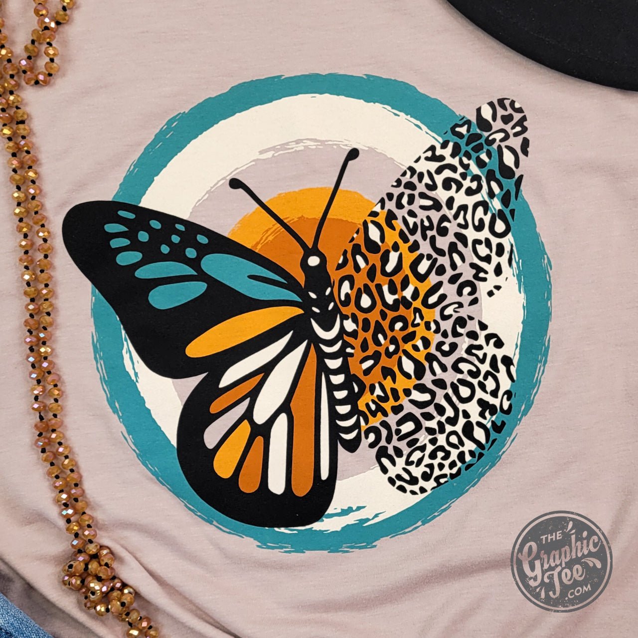 Fall Butterfly Heather Pink Gravel Short Sleeve Tee - The Graphic Tee