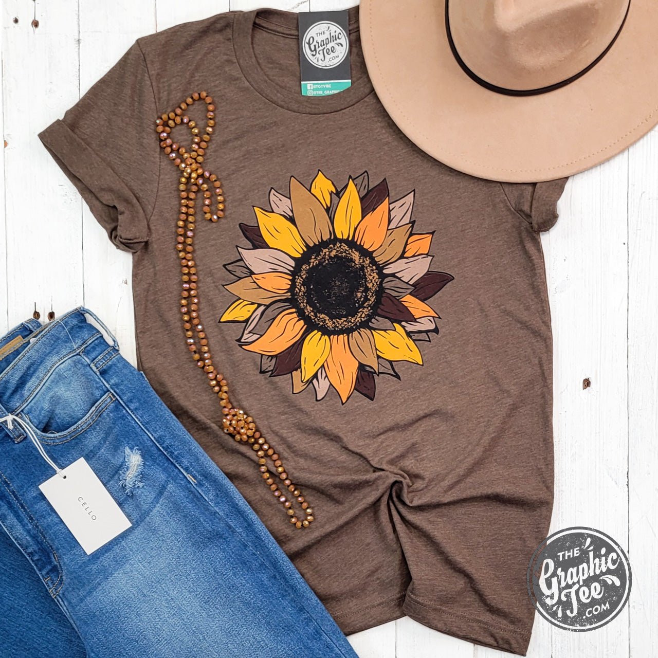 Fall Sunflower Heather Brown Short Sleeve Tee - The Graphic Tee