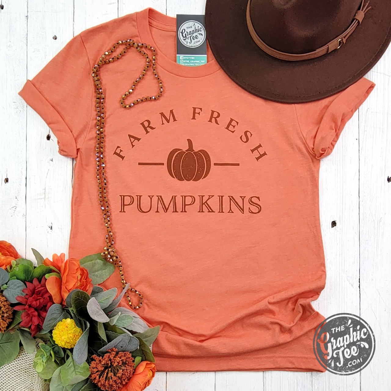 Farm Fresh Pumpkins Heather Orange Short Sleeve Tee - The Graphic Tee