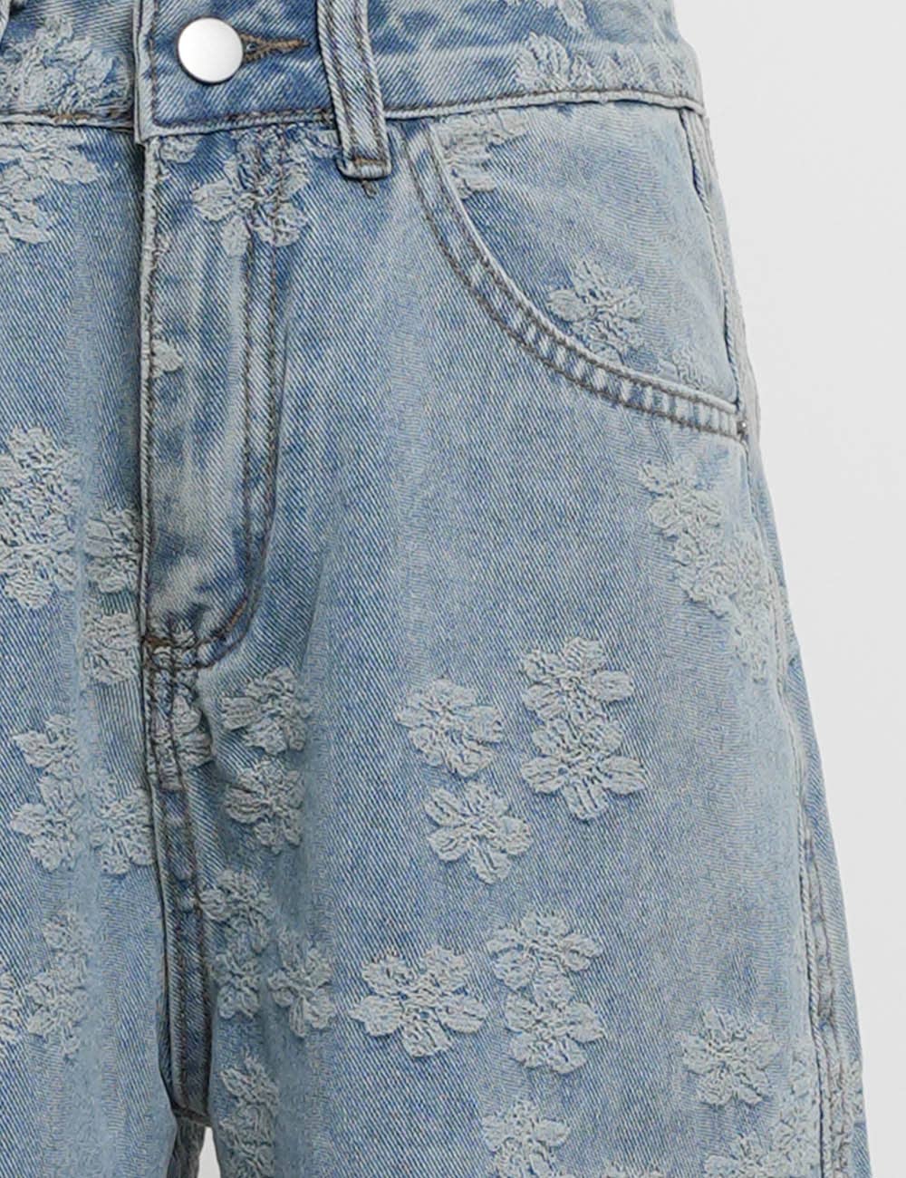 Floral Wide Leg Denim Jeans - The Graphic Tee