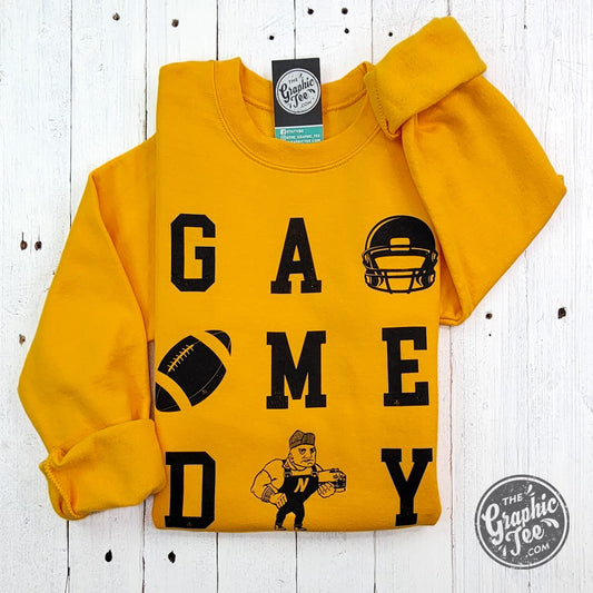 GAME DAY ADULT Newton Railers Gold Crewneck Sweatshirt - The Graphic Tee