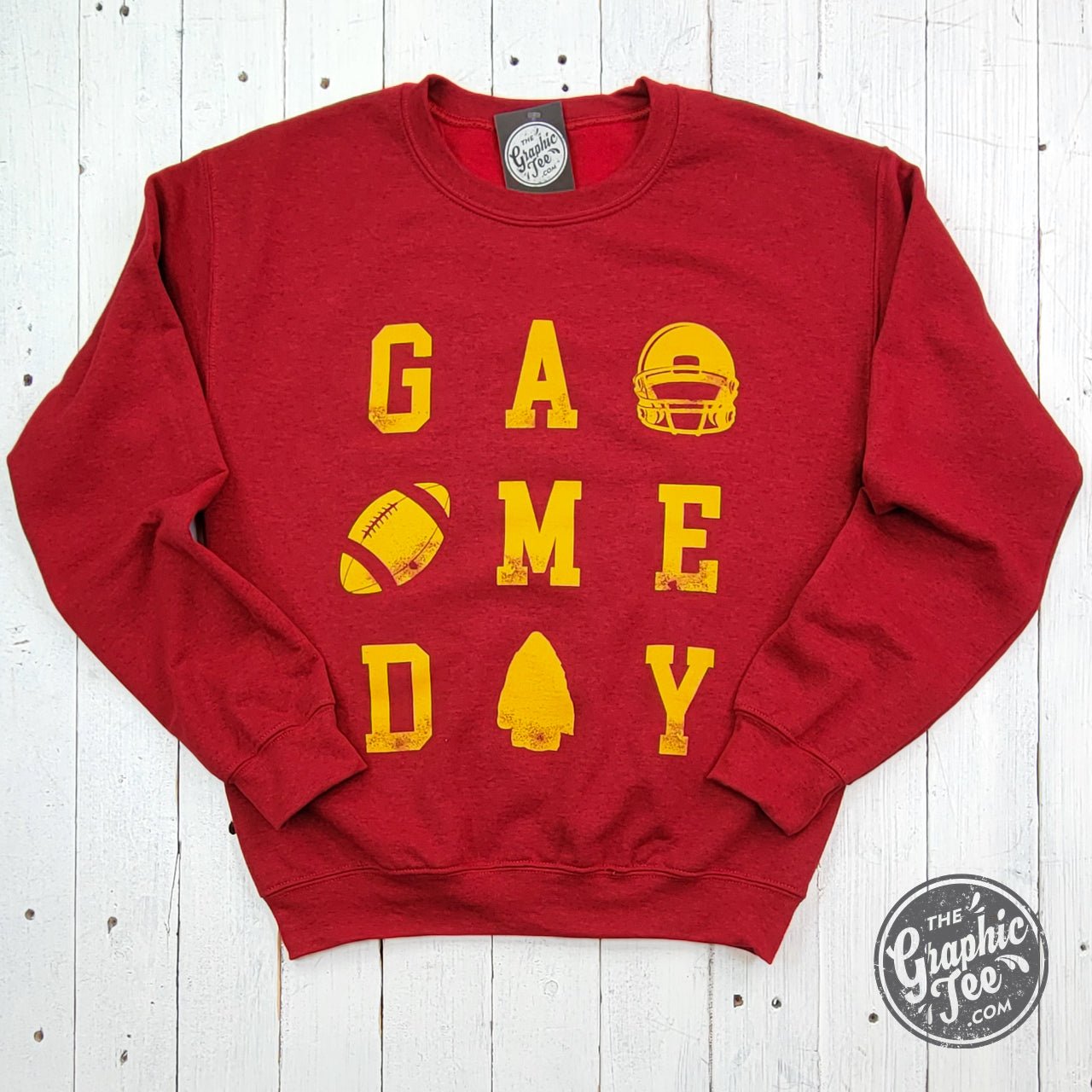 GAME DAY KC Red and Gold Crewneck Sweatshirt - The Graphic Tee