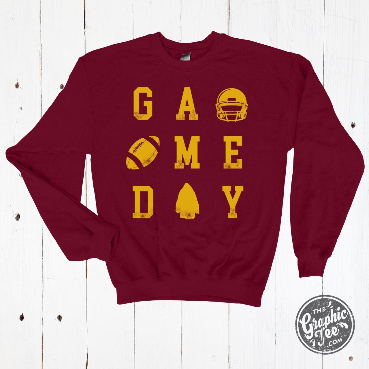 GAME DAY KC Red and Gold Crewneck Sweatshirt - The Graphic Tee