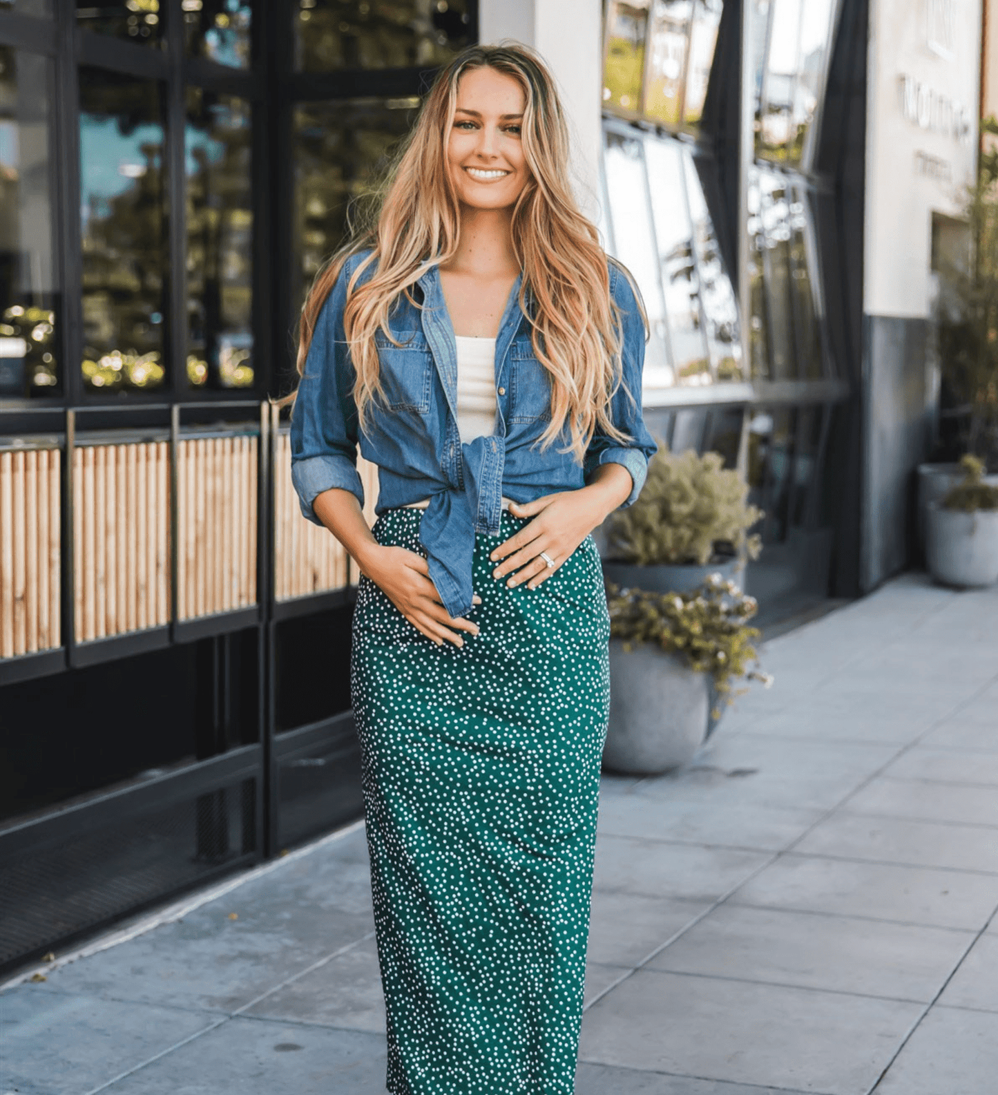 Gigi Polly Side Slit Midi Skirt - The Graphic Tee