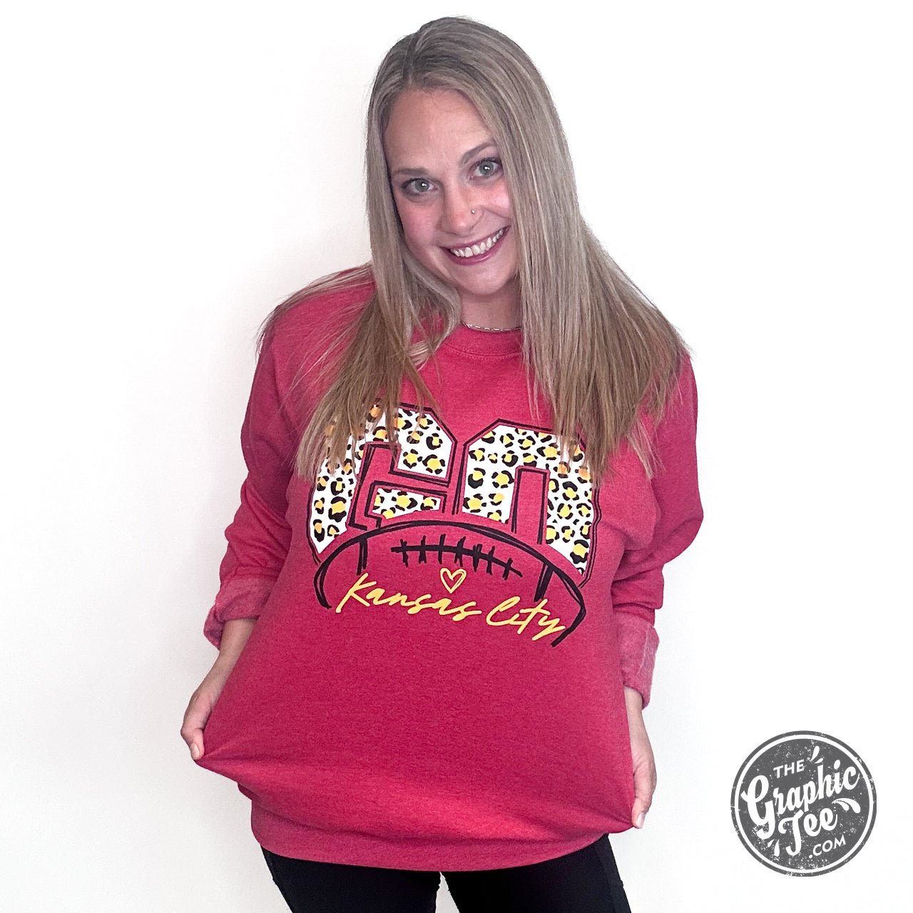 Go KC Leopard Red Unisex Crewneck Sweatshirt - The Graphic Tee