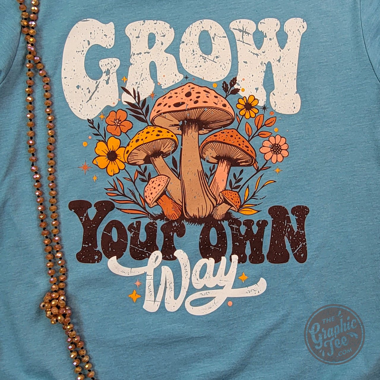 Grow Your Own Way Heather Blue Lagoon Short Sleeve Tee - The Graphic Tee