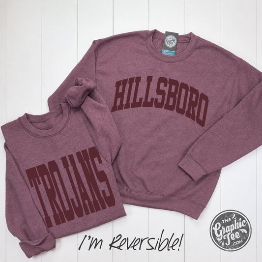 Hillsboro Trojans Heather Maroon Reversible Sweatshirt - The Graphic Tee