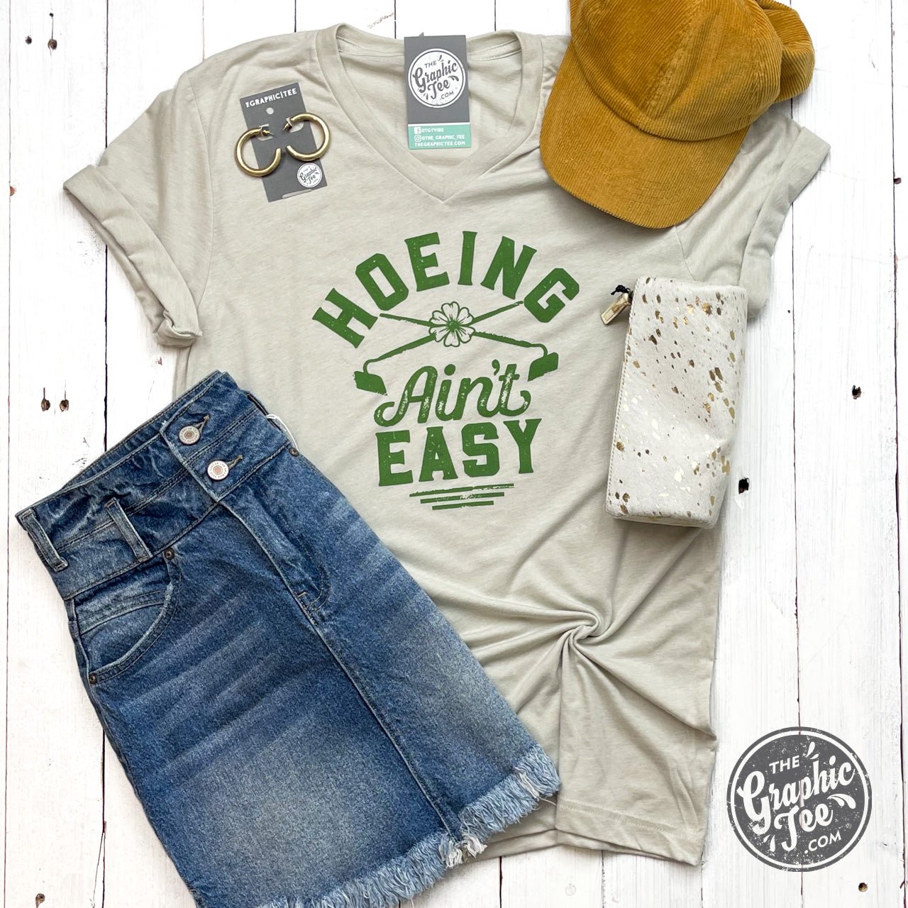 Hoeing Ain't Easy Gardening Tee - The Graphic Tee