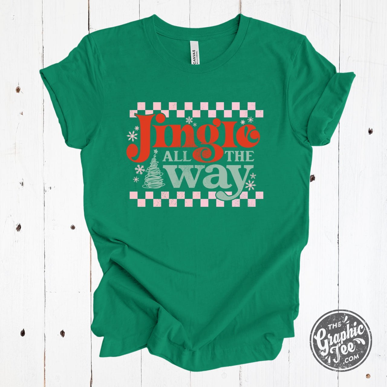 Jingle All The Way Kelly Green Crew Neck Short Sleeve Tee - The Graphic Tee