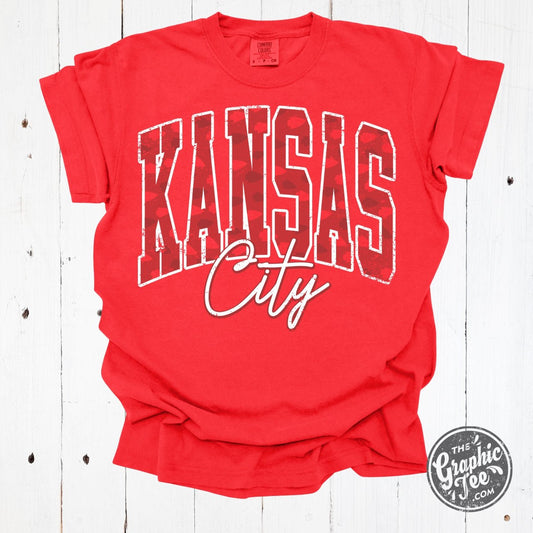 Kansas City Arrowhead Camo Paprika Pigment Dyed Tee - The Graphic Tee