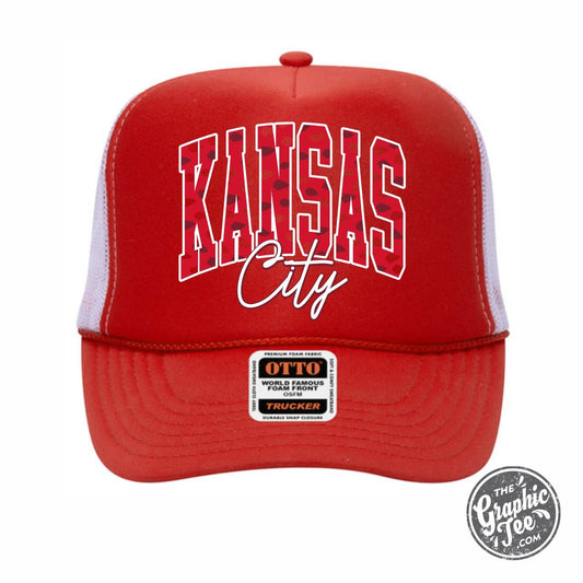 Kansas City Arrowhead Camo Red and White Foam Trucker Cap - The Graphic Tee