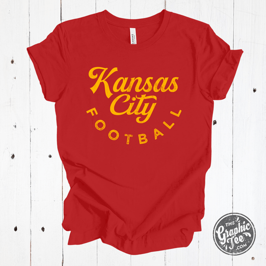 Kansas City Football Red and Gold Short Sleeve Tee - The Graphic Tee